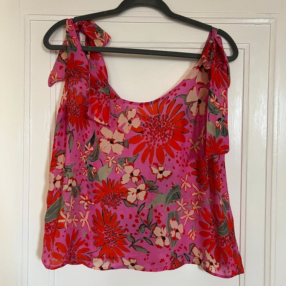 Sezane Pink and Red Floral Blouse